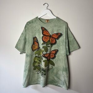 1999 The Mountain Sage Green Tee with Monarch Butterfly